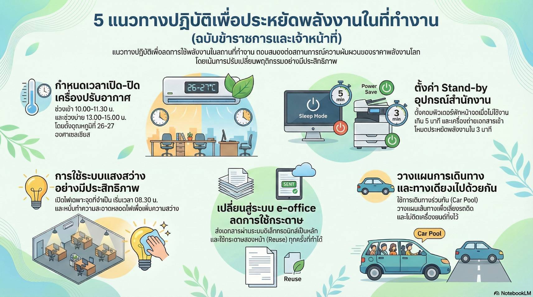 พช.บำเหน็จณรงค์ : การปฏิบัติเพื่อประหยัดพลังงานในที่ทำงาน